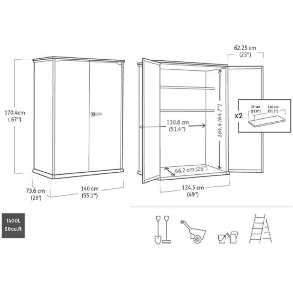 keter armadio portattrezzi signature noce 140x73x170 ean 7290112638670