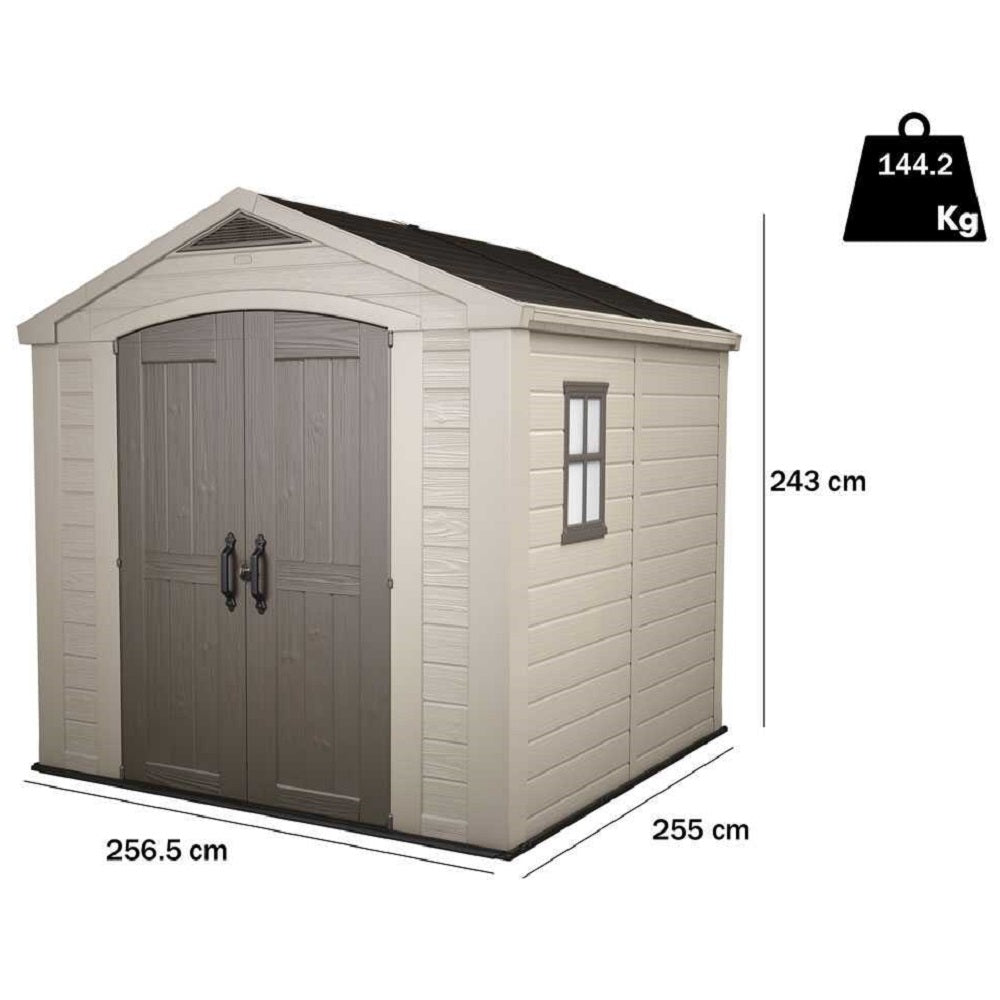 keter casetta factor beige con mensole 256x255x243 cm ean 7290103664954