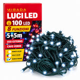 mirada luci di natale 100 led bianco freddo cavo verde ean 8051944716726