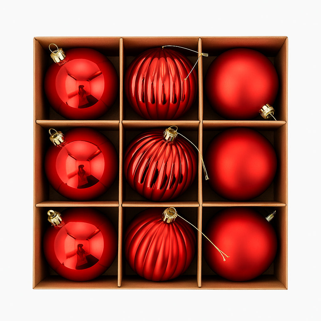 nbr pallina di natale rossa 8 cm conf 9pz 3 decori ean 9972016912121