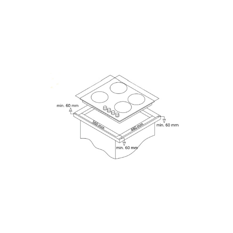 nikkei piano cottura nikkei cm60 snpc64l laterale inox ean 8022015020561