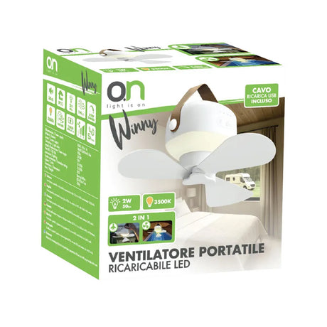 o n light ventilatore portatile winny ricaricabile led ean 8023389783632