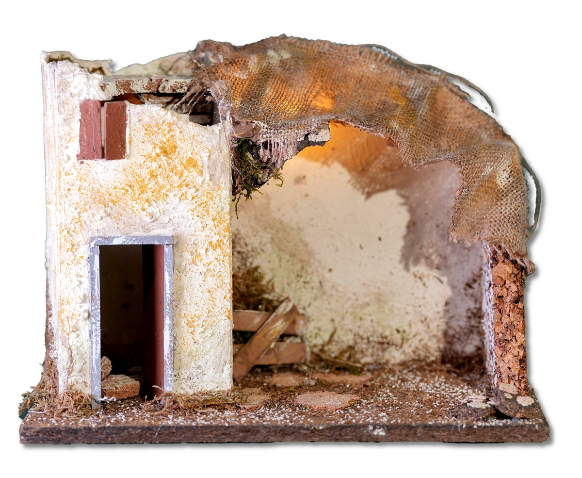 rossi rosa capanna con luce per presepe 33x18x24 cm ean 8018623879417
