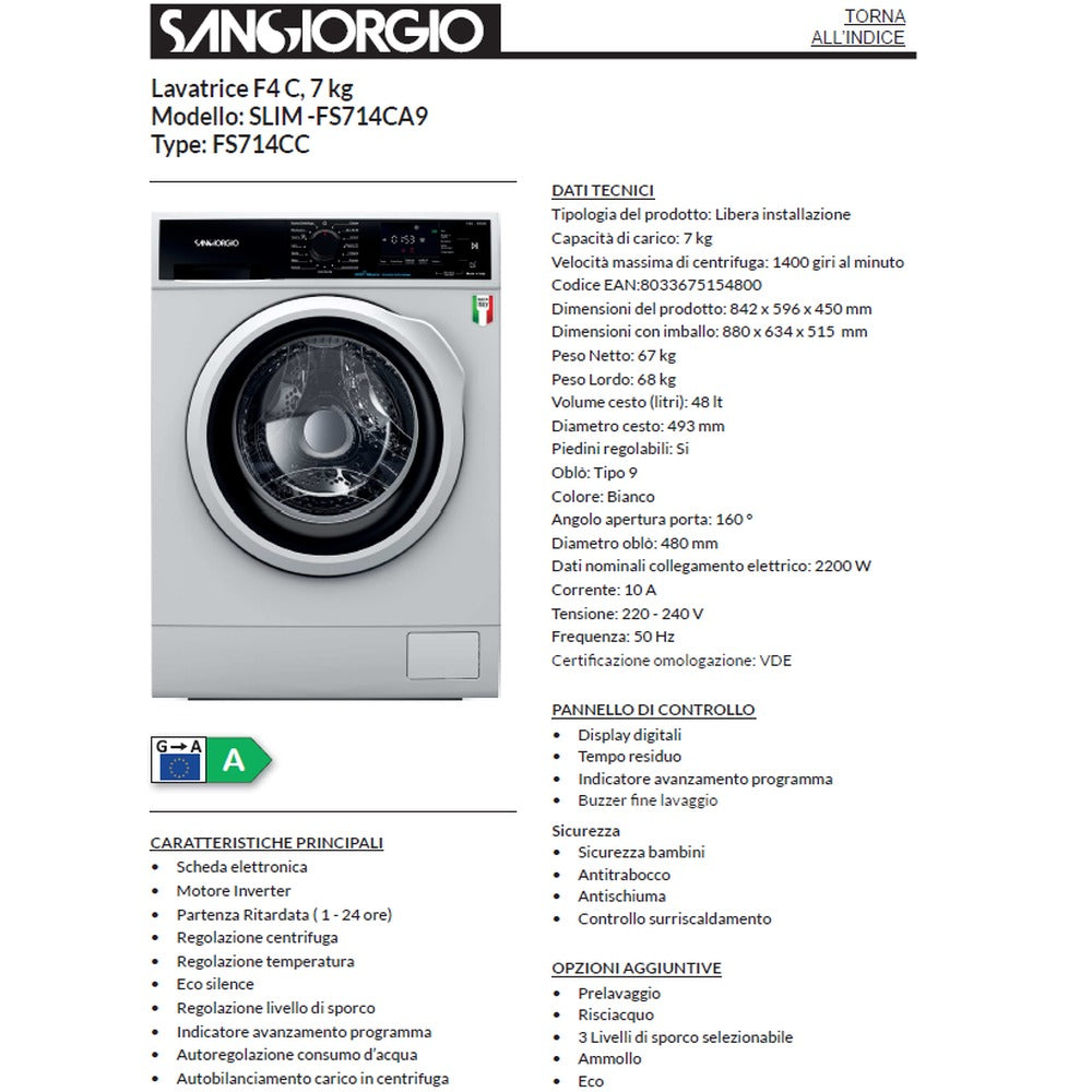 san giorgio lavatrice sangiorgio 7kg 45cm ean 8033675154800