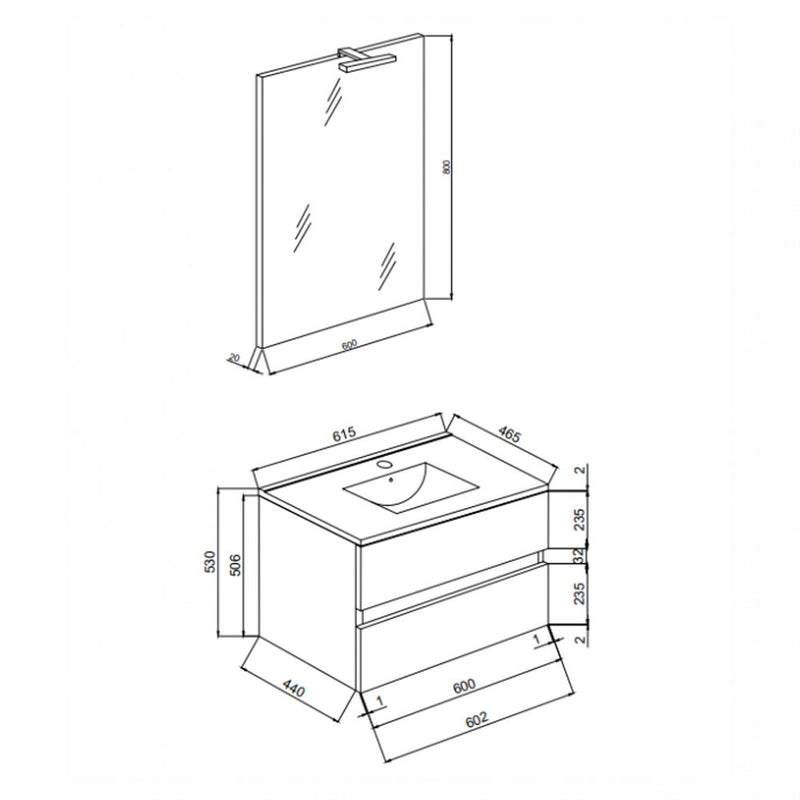 savini complemento bagno easy 60 2 cassetti con specchio ean 5945846124570