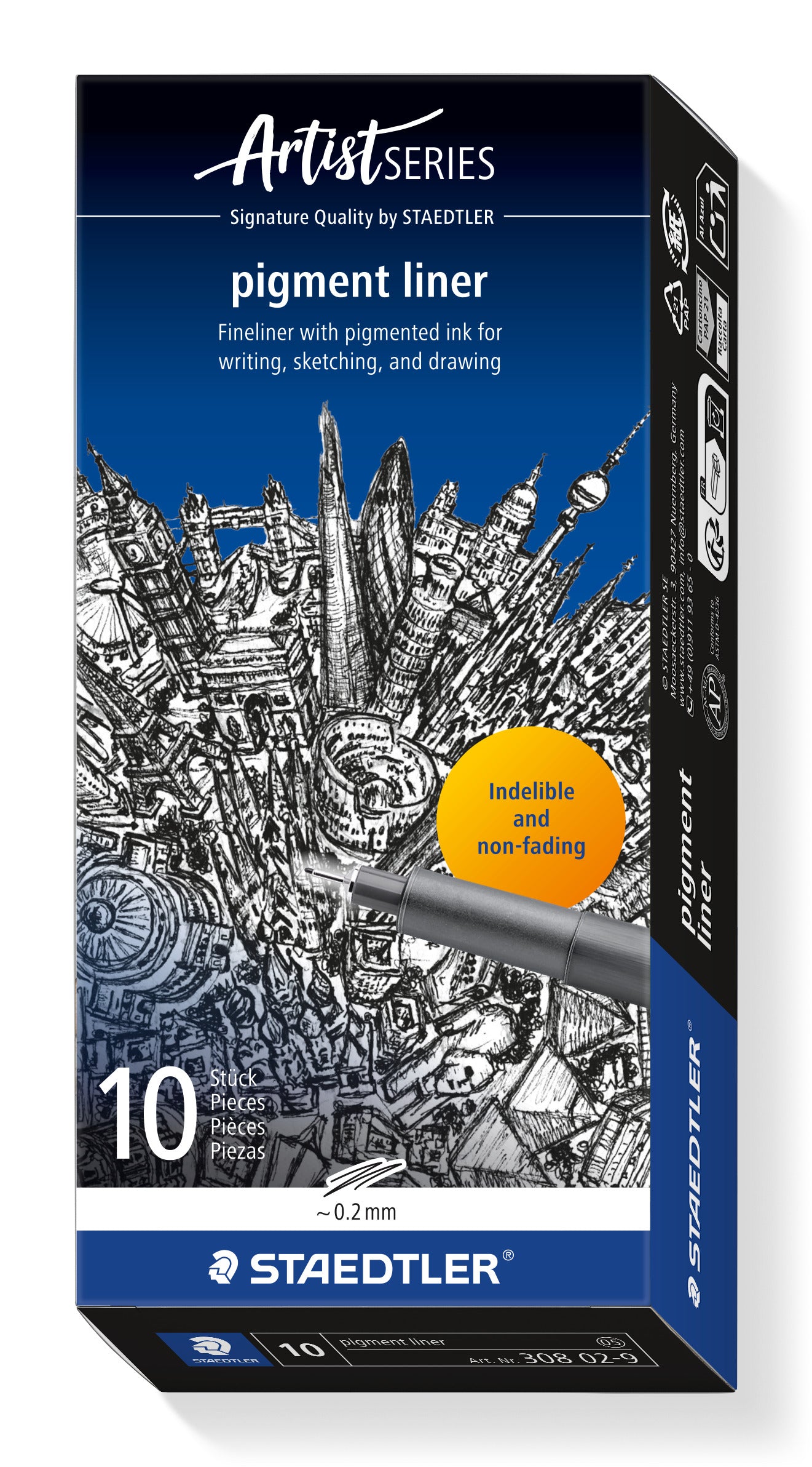staedtler fineliner nero staedtler pigment liner 02 mm ean 4007817327081