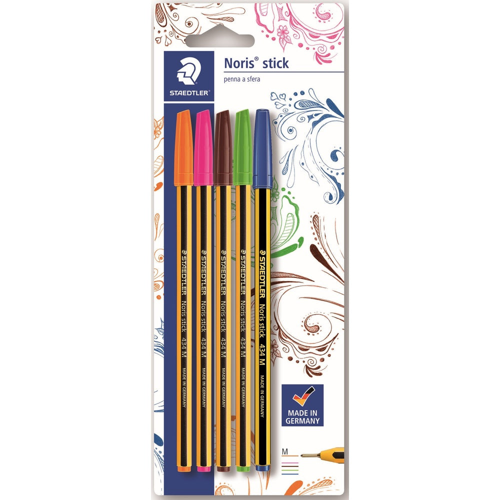 staedtler penne a sfera blu colori assortiti set 5 pz ean 4007817438114