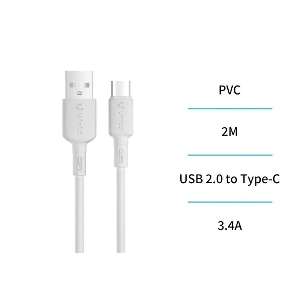 unico cavo usb 2 0 type c 3 4 a 2 mt bianco ean 8435719618543