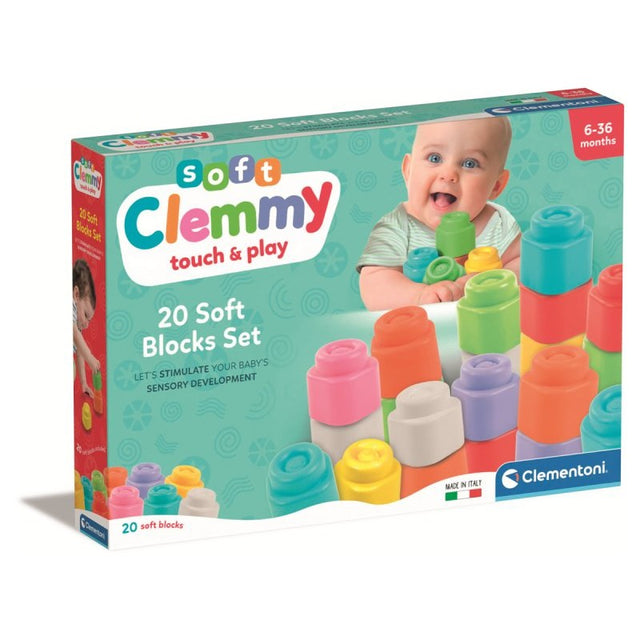 clementoni soft clemmy confezione 20 mattoncini morbidi ean 8005125179893