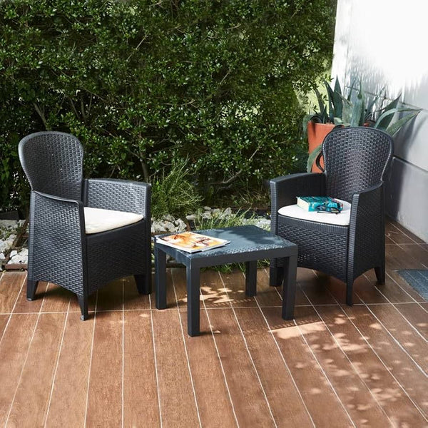 Set Giardino Akita In Resina Rattan Antracite