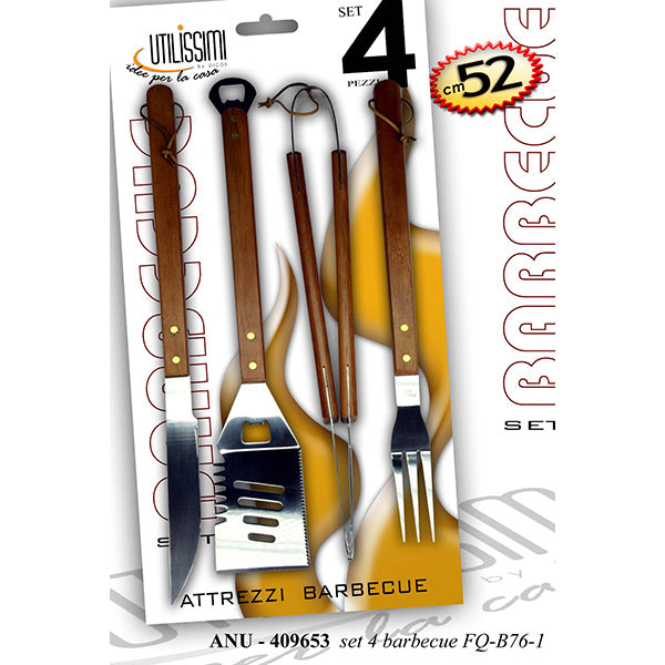 gicos set 4 accessori per barbecue con manico in legno ean 8025569409653