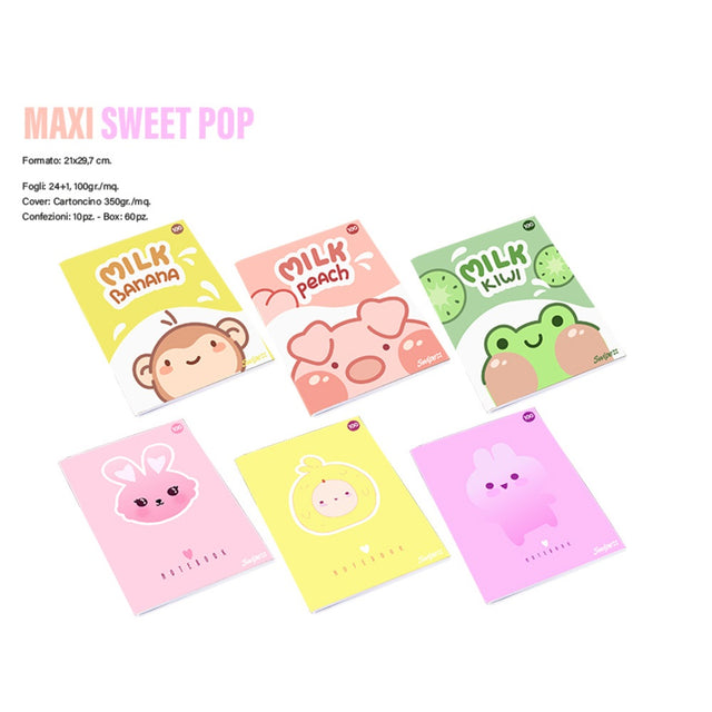 Quaderno A4 Sweet Pop Pacco 10 PZ Assortiti Rigatura A