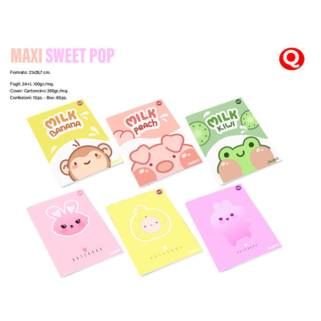 Quaderno A4 Sweet Pop Pacco 3 PZ Assortiti Rigatura Q