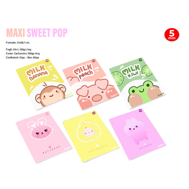 Quaderno A4 Sweet Pop Pacco 10 PZ Assortiti Rigatura 5 mm