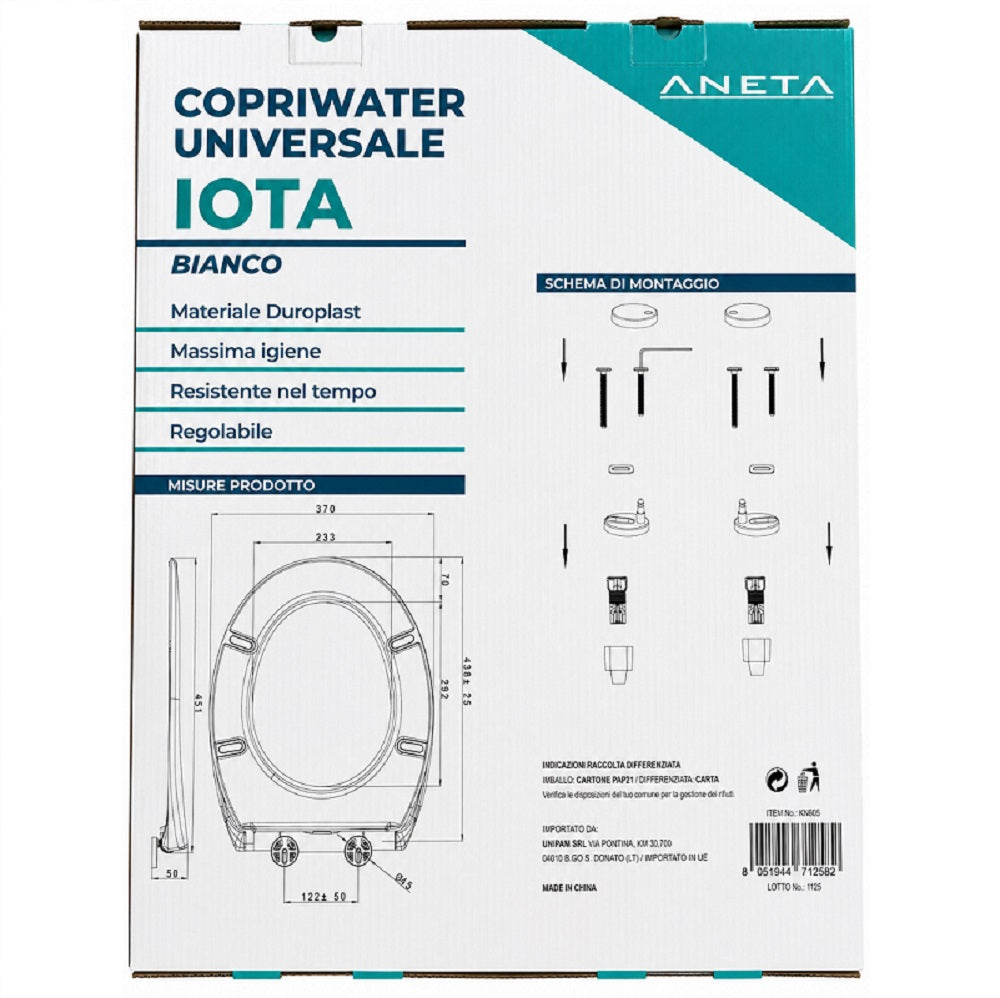 Copriwater Iota Bianco 45,1x37,8 Cm  1,9 Kg