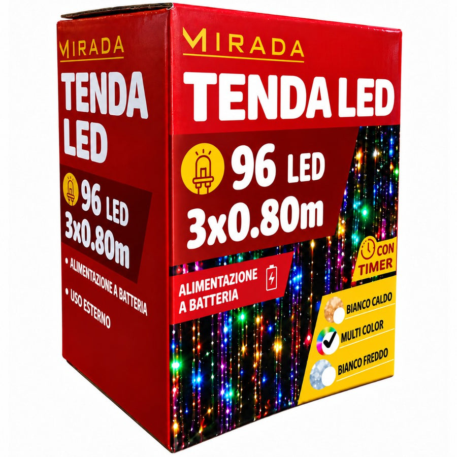 Tenda A Batteria 96 Led Multicolor 3x0.80 Mt