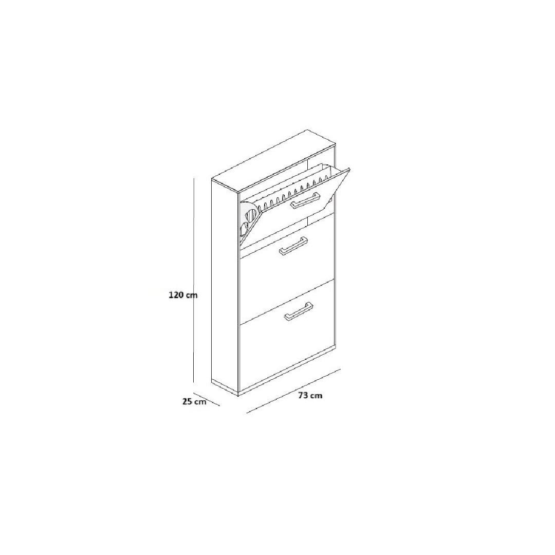 Scarpiera Ortensia 3 Ante 18 Paia Bianco