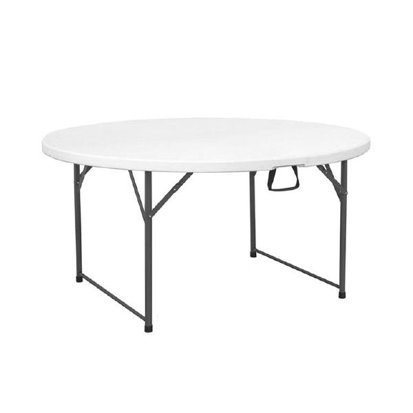 Tavolo Fiesta Pieghevole Bianco Tondo 120x74 Cm