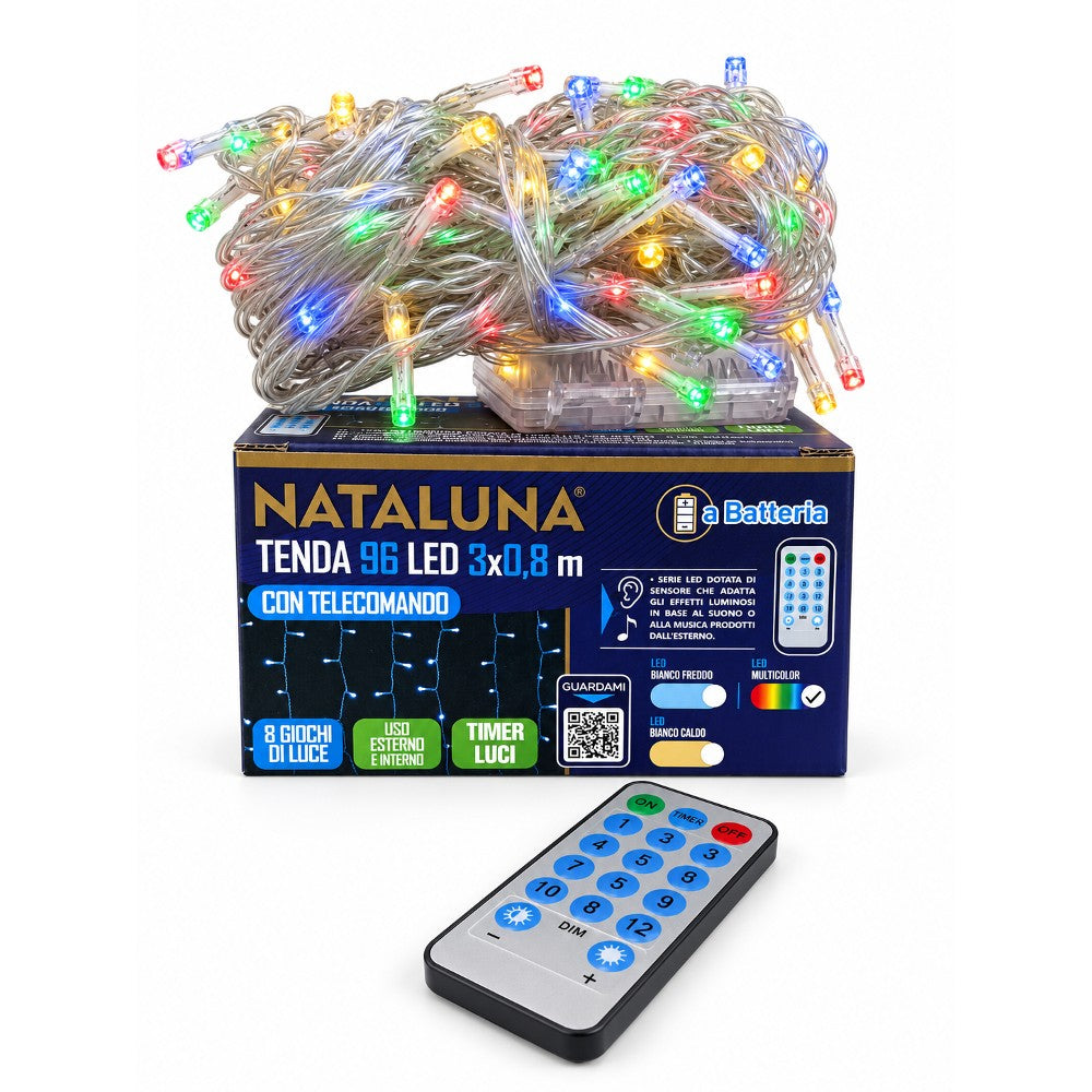 Tenda 96 Led Multicolor 3x0,8 mt con Telecomando - immagine 2