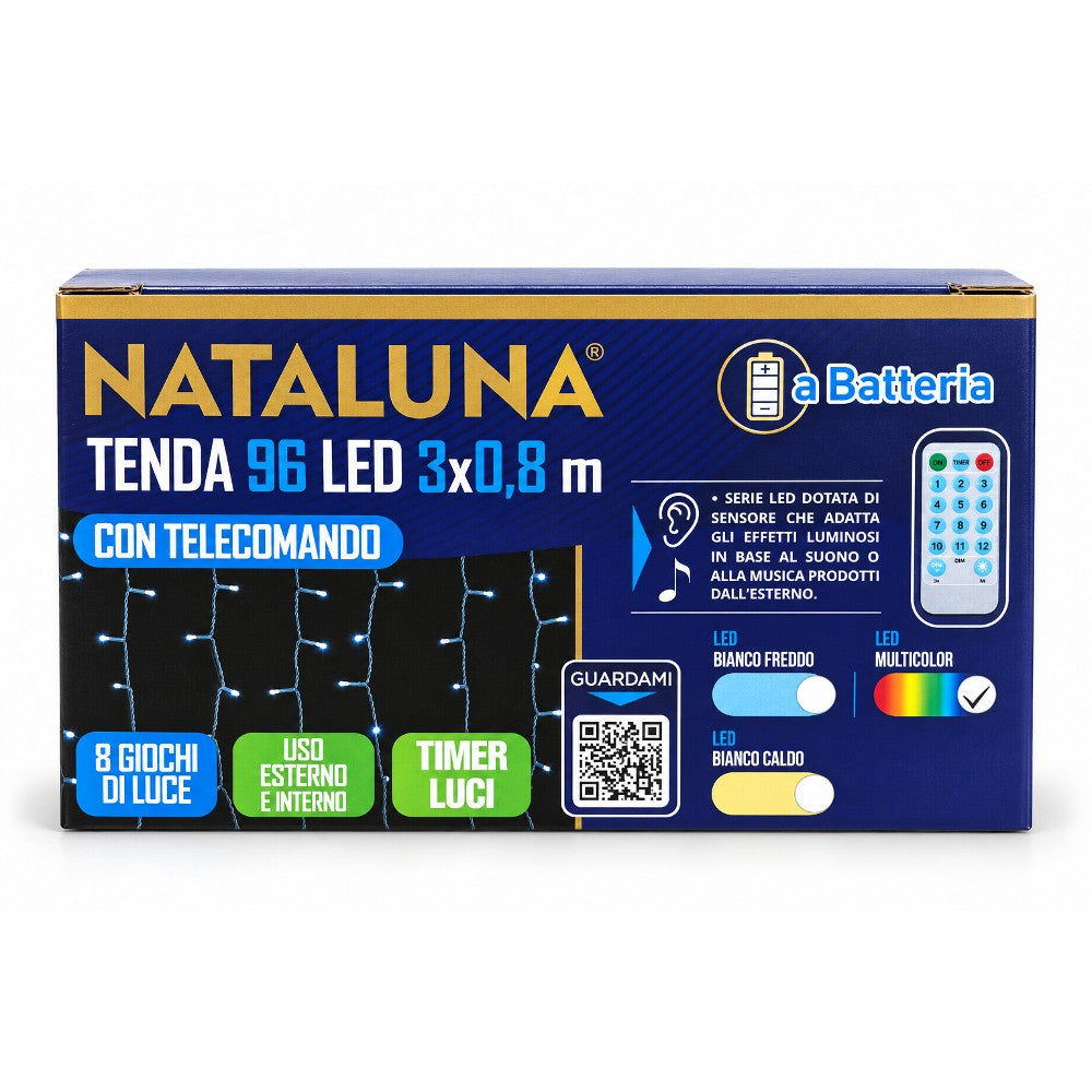 Tenda 96 Led Multicolor 3x0,8 mt con Telecomando - immagine 3