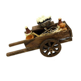 Carretto con Formaggio e Vino in Legno per Presepe