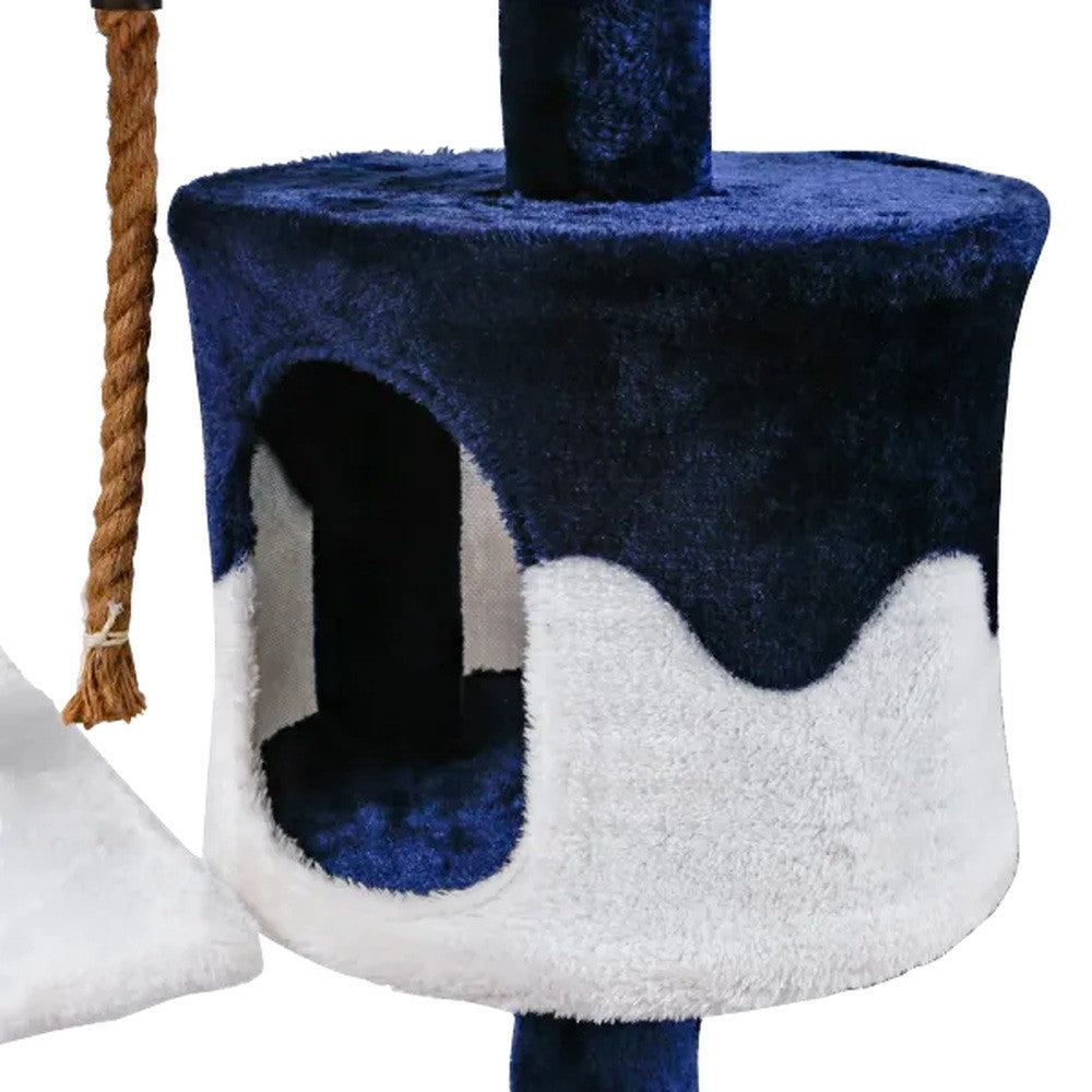 Tiragraffi blu e bianco per gatti 60x56x111 cm - immagine 3