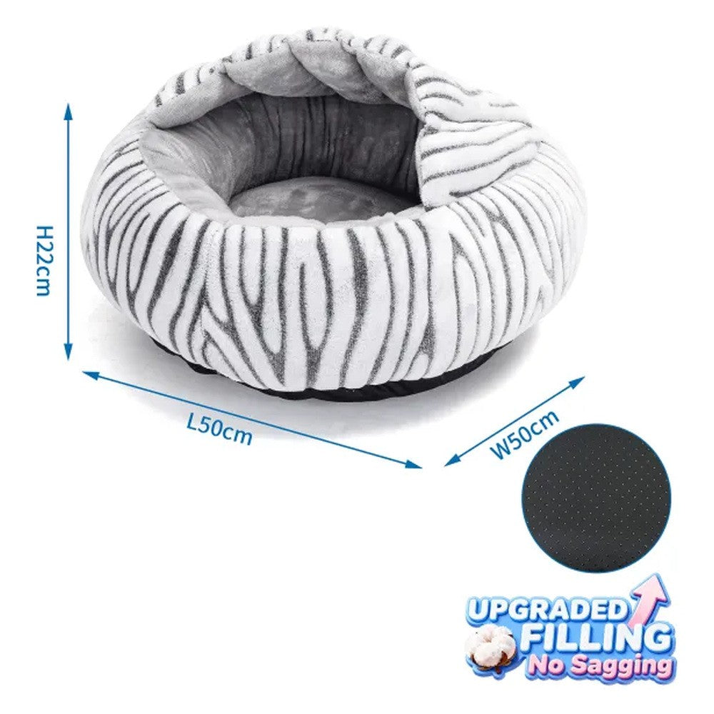 Cuccia tonda zebrata per gatti  50x50x22 cm