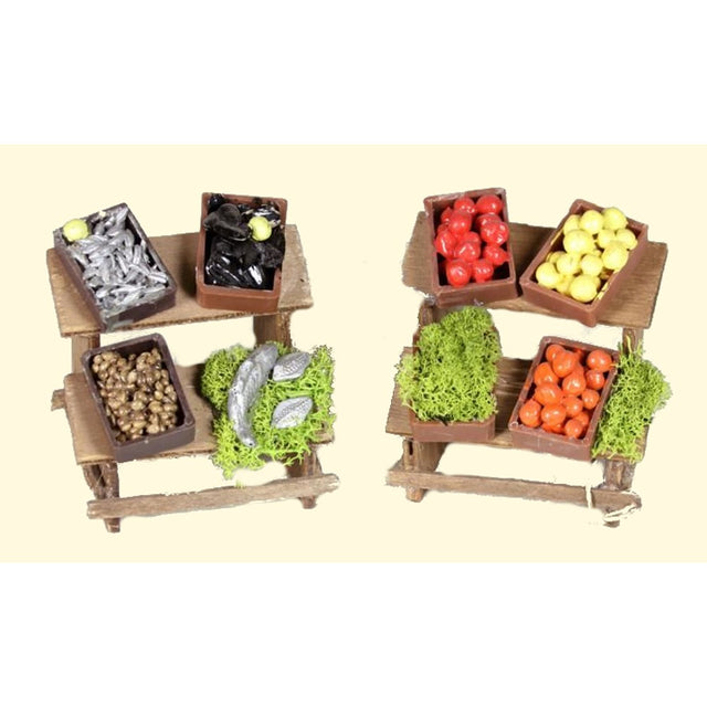 Banco Frutta/Pesce per presepe 8X7 cm Assortito