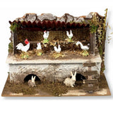 Stalla con polli e conigli per presepe 24x14x12 cm - immagine 2