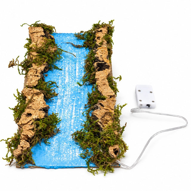 Tratto di Fiume con Luci a Batteria per presepe 10x22 cm