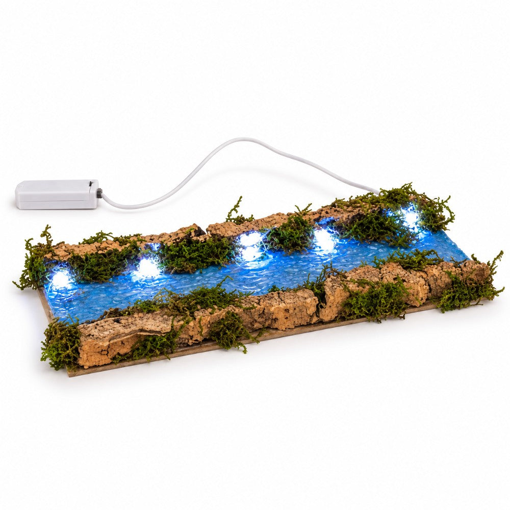 Tratto di Fiume con Luci a Batteria per presepe 10x22 cm - immagine 2