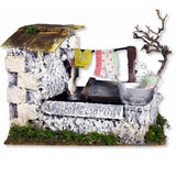Fontana lavatoio con pompa per presepe 20x14x17 cm