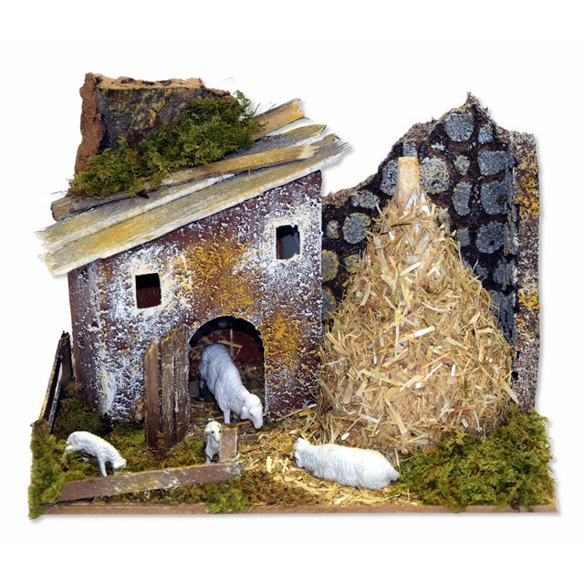 Recinto con pecore per presepe 20x14x14 cm