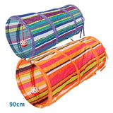 Gioco Tunnel per gatti arancione e blu 90 cm