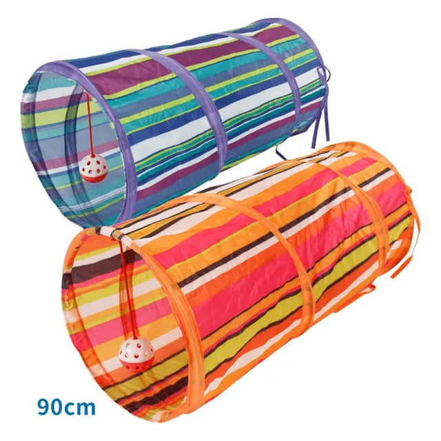 Gioco Tunnel per gatti arancione e blu 90 cm