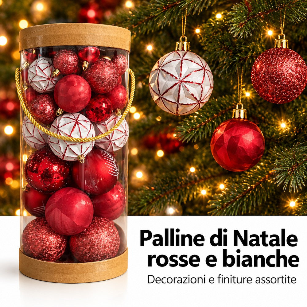 Palline di Natale Misure Assortite Set 50 pz