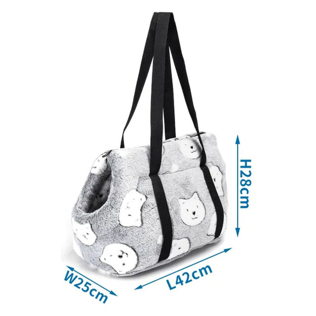 Borsa trasportino imbottita in pile grigia  42x25x28 cm