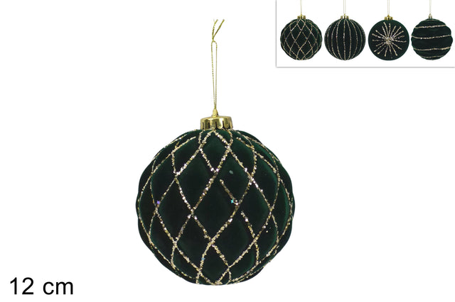 PALLA  natale VELLUTO VERDE GLITTER conf 4