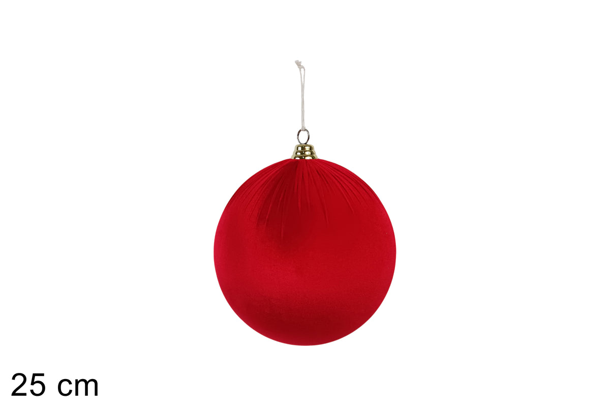 PALLA 25CM IN TESSUTO EFFETTO VELLUTO ROSSA