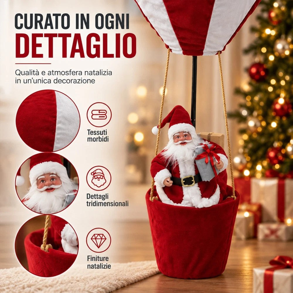 Mongolfiera con Babbo Natale 40x40xH.97 cm - immagine 4