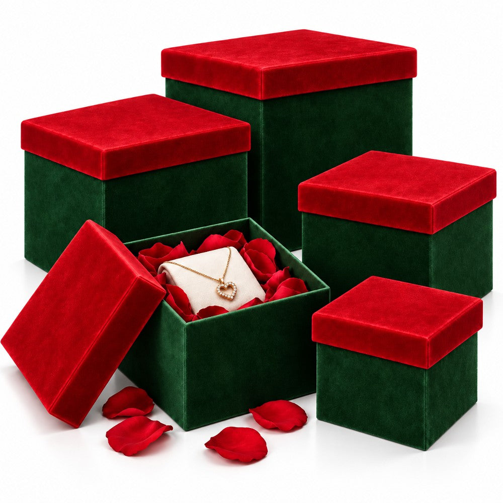 Scatole Regalo SET 5 VERDE E ROSSO - immagine 2