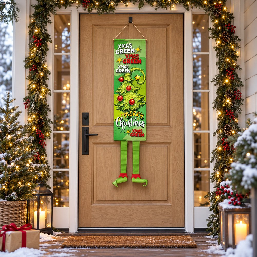 Gambe Guastafeste di Natale verde 115 cm - immagine 2