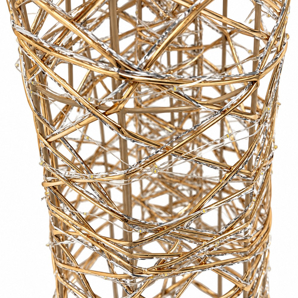 Cono Decorazione Natalizia 600 LED Oro 28x28x150 cm - immagine 3
