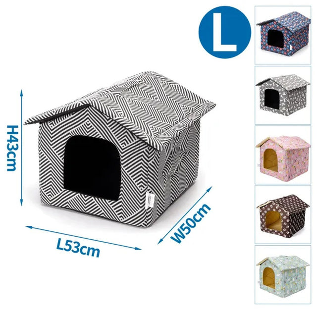 Cuccia a casetta in tessuto, fantasie assortite 53x50x43 cm
