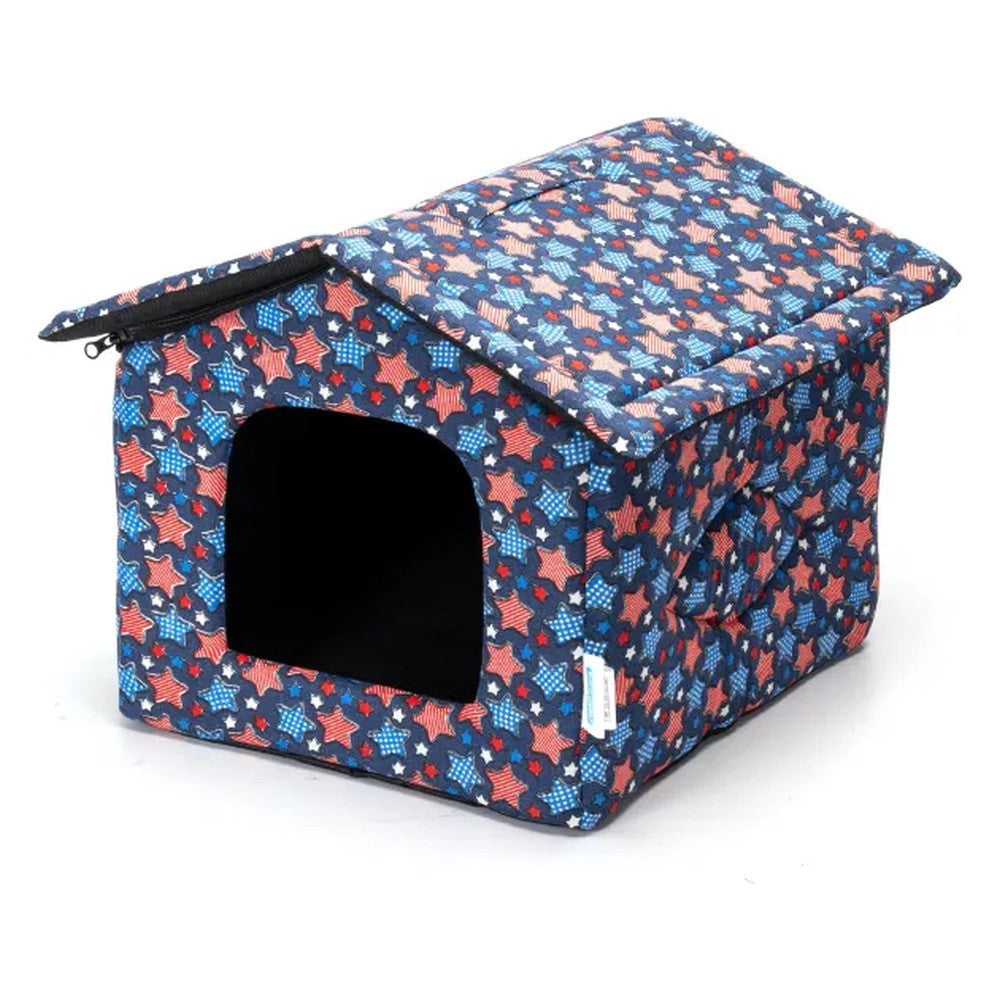 Cuccia a casetta in tessuto, fantasie assortite 53x50x43 cm - immagine 3