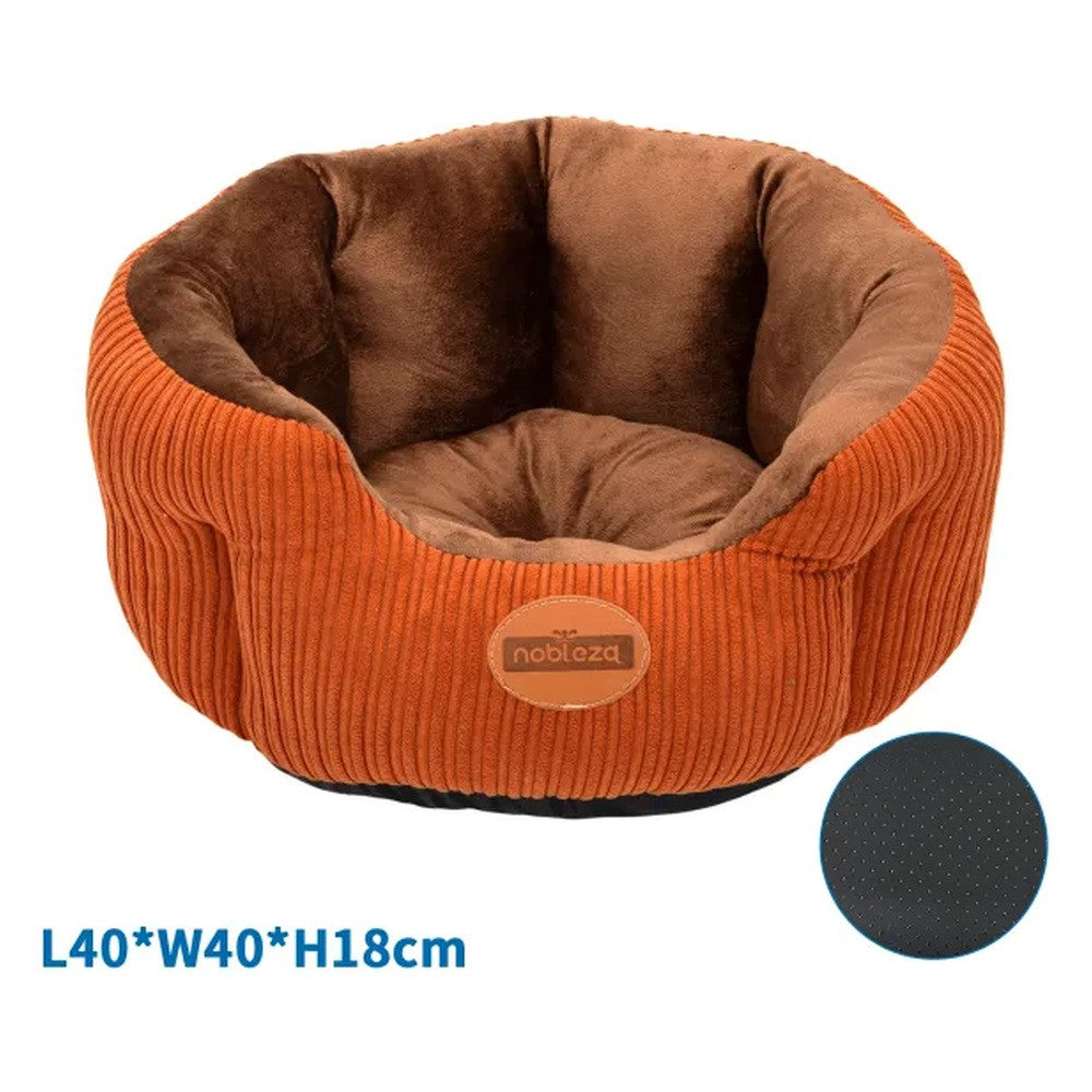 Cuccia tonda in velluto marrone per gatti 40x40x18 cm