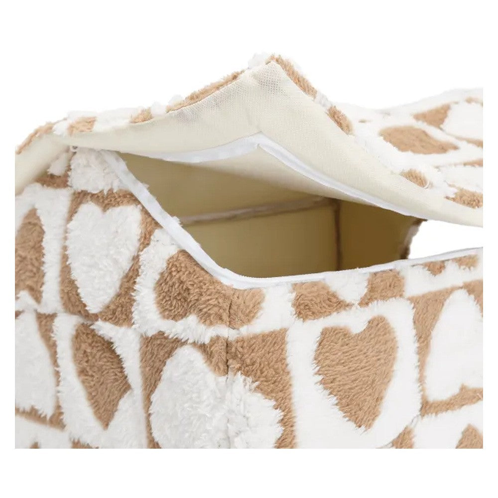 Cuccia a casetta con cuore bianca e marrone 48x45x39 cm - immagine 4