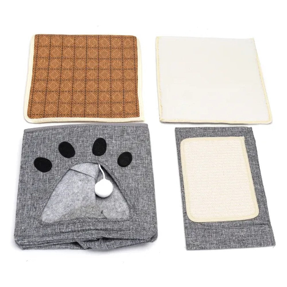 Cuccia componibile con tiragraffi per gatti 48x35x29 cm - immagine 2