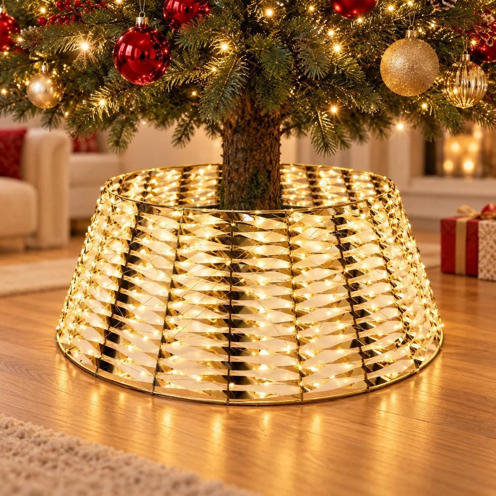 Copribase Albero in Metallo 300 Led Oro - immagine 2