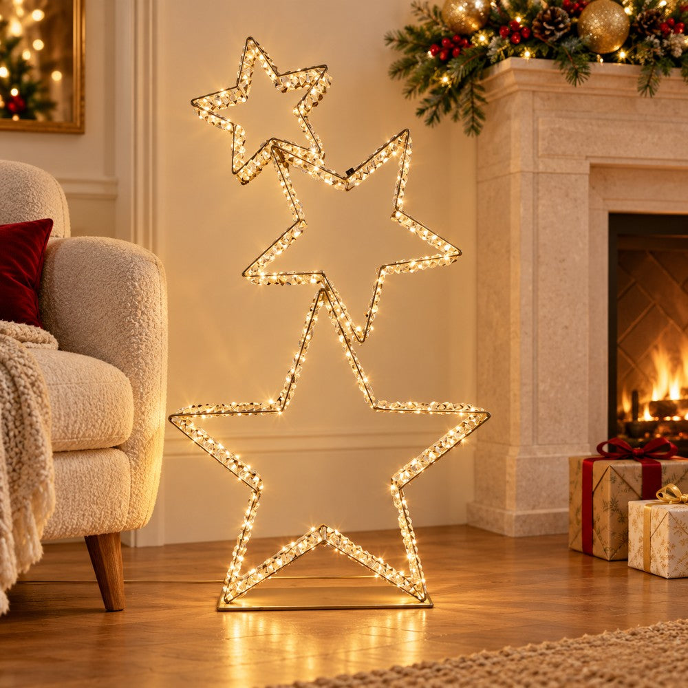 Decorazione Natalizia Set 3 Stelle in Metallo da appoggio - immagine 2